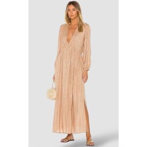 SUNDRESS x Revolve | Chicago Long Dress in Roma Cafe Au Lait Gold, Size XS/S